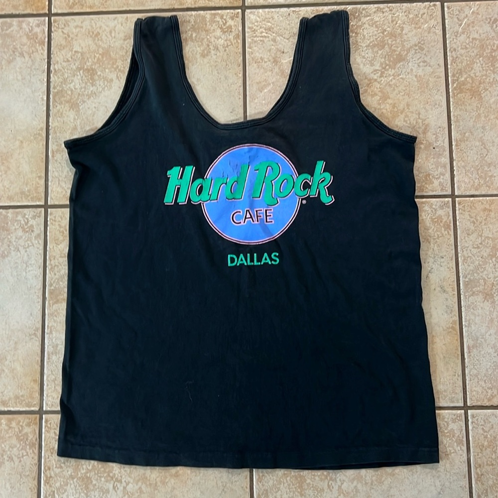 Vintage Single Stitch‎ Hard Rock Cafe DALLAS Black Tank Top, Sz Large